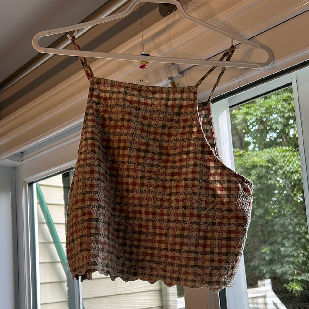 Plaid Lace Trim Women's Shorts & Top Set - Picture 6 of 7